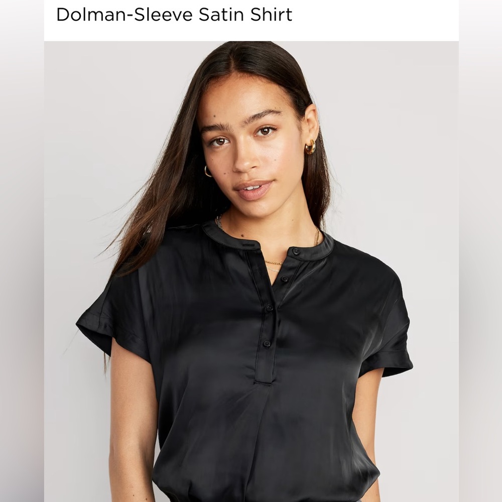 NWT Old Navy Black Satin Dolman Blouse